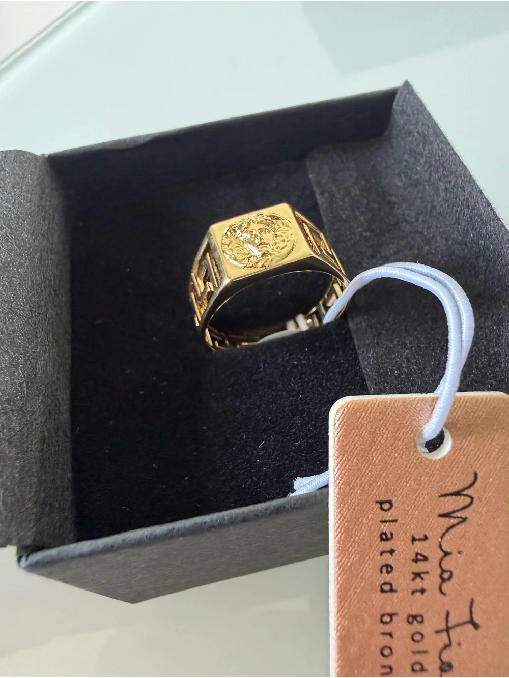 14k Gold Medusa head Signet Ring